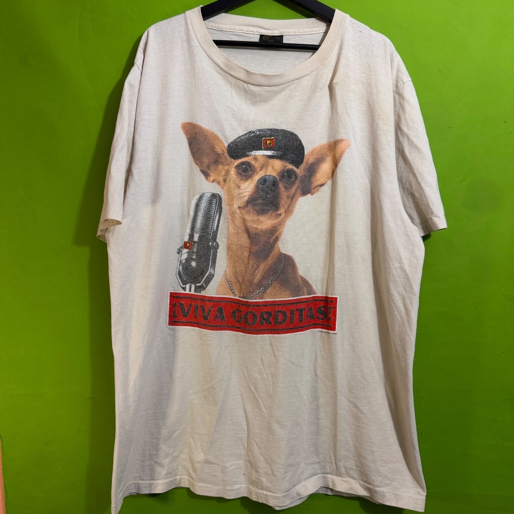 Vintage 1998 Taco Bell Chihuahua Viva Gorditas T-Shirt Cream Changes XL 90s Dog